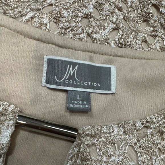 JM Collection Taupe 3/4 Sleeve Layered Blouse - Picture 12 of 12